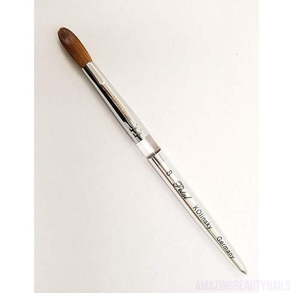 Petal Kolinsky Silver Handle Acrylic Nail Brush Size #8 - Crimped