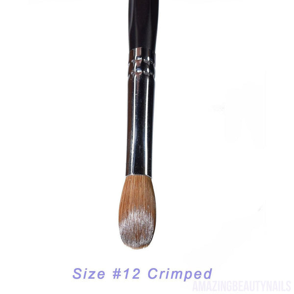 Six Angles - Black Handle Petal Kolinsky Acrylic Nail Brush for Manicure Powder (CRIMPED) - (Size #12)