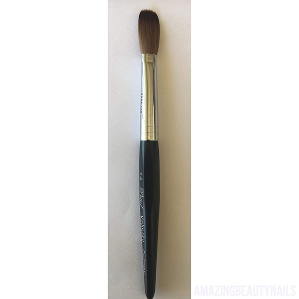 Six Angles - Black Handle Petal Kolinsky Acrylic Nail Brush for Manicure Powder (CRIMPED) - (Size #14)