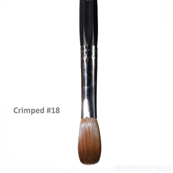 Six Angles - Black Handle Petal Kolinsky Acrylic Nail Brush for Manicure Powder (CRIMPED) - (Size #18)