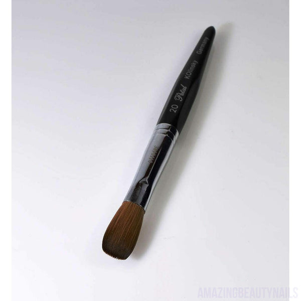 Six Angles - Black Handle Petal Kolinsky Acrylic Nail Brush for Manicure Powder (CRIMPED) - (Size #20)