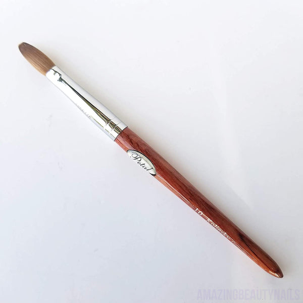 Petal Red Wood Handle Nail Brush For Acrylic Nail Manicure & Pedicure Powder (CRIMPED) - (Size #10)